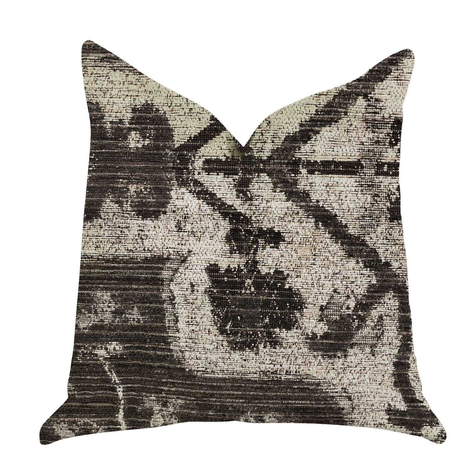 Plutus Metro Pulse Beige And Grey Tones Luxury Throw Pillows - Double Sided  22' X 22'