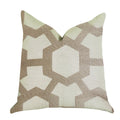 Plutus Linked Charisma Luxury Throw Pillow In Beige And Brown Tones - Double Sided  20' X 20'