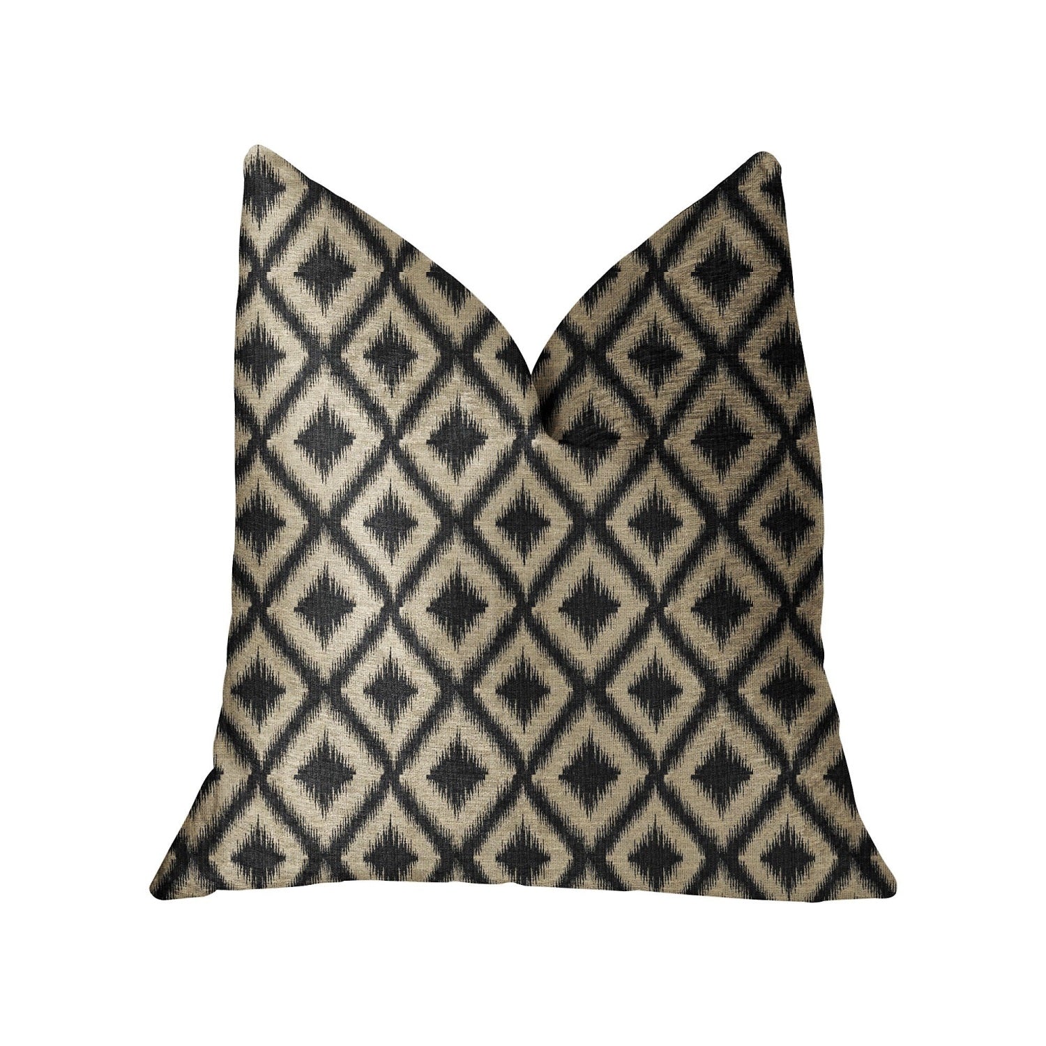 Plutus Diamond Embers Gray And Beige Luxury Throw Pillow - Double Sided  20' X 20'