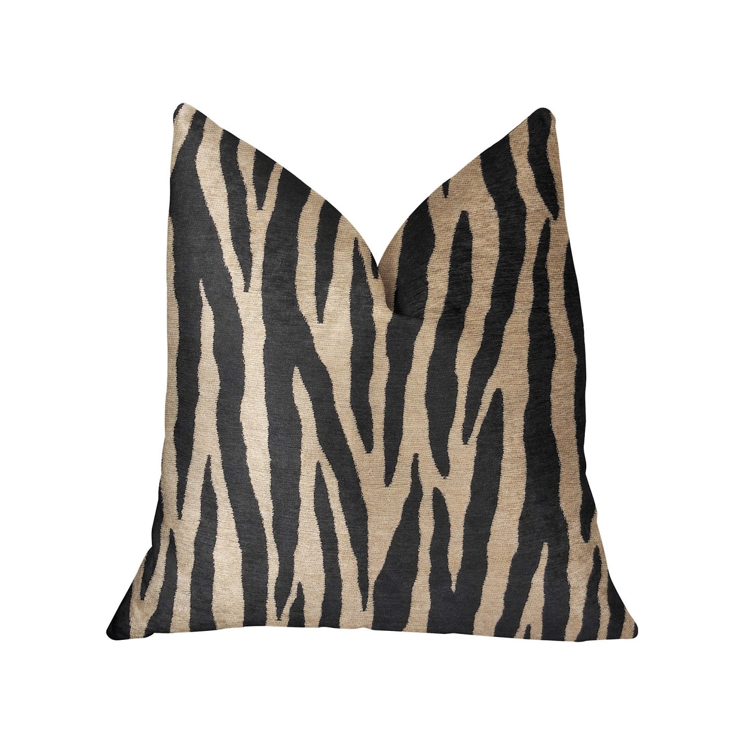 Plutus Zippy Zebra Black And Beige Luxury Throw Pillow - Double Sided  12' X 20'