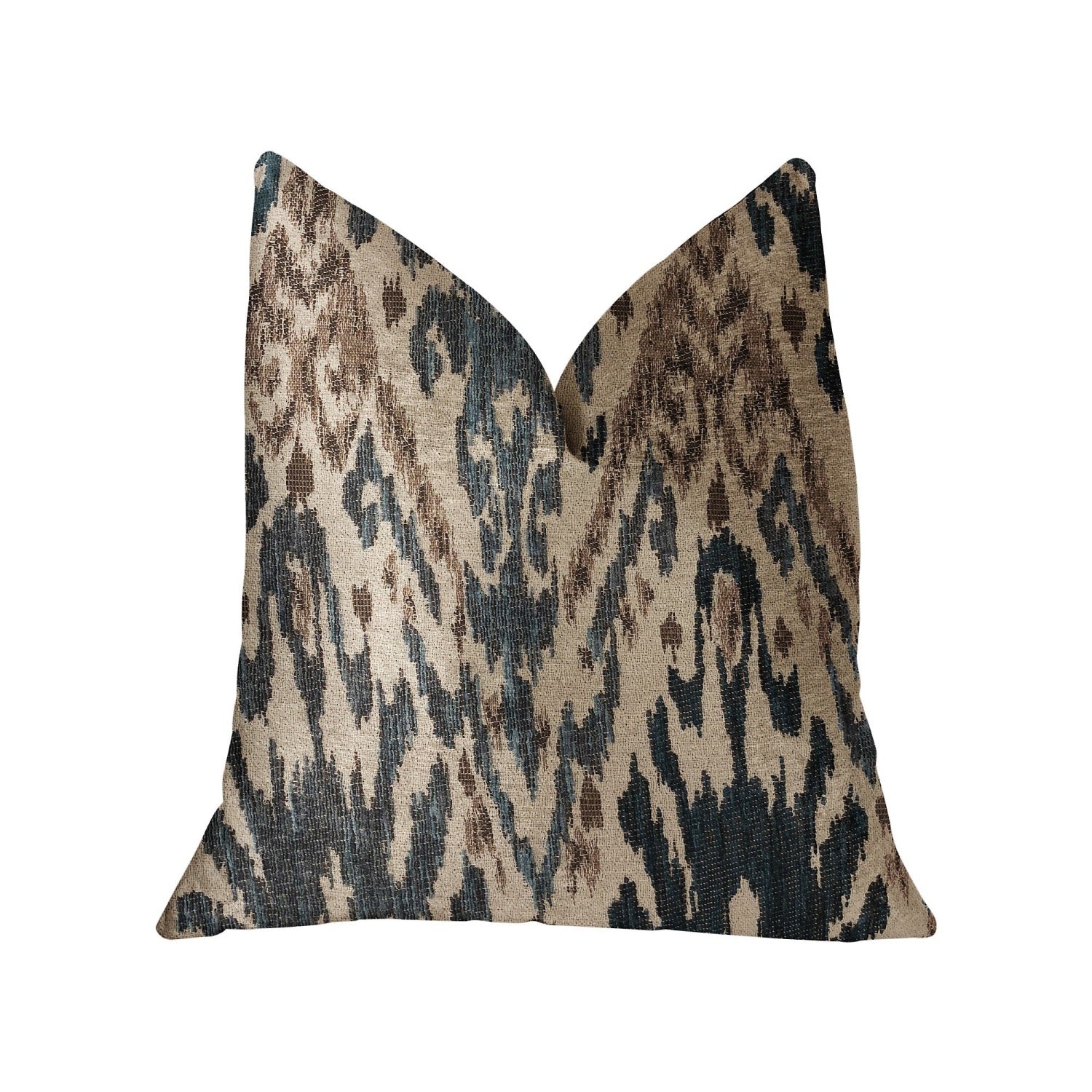 Plutus Kaveh Green, Beige And Brown Luxury Throw Pillow - Double Sided  22' X 22'