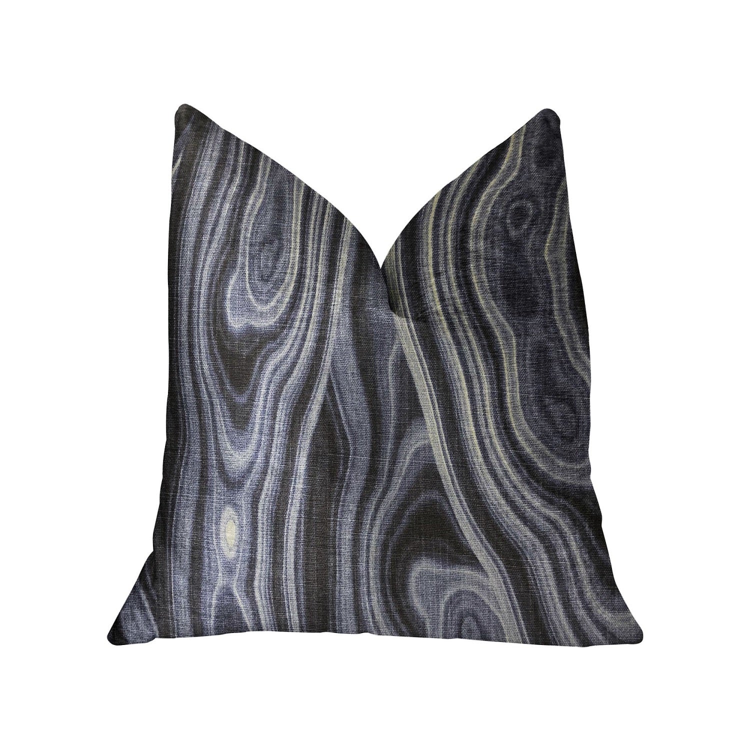 Plutus Swiss Marble Blue Luxury Throw Pillow - Double Sided  24' X 24'