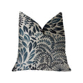 Plutus Leaf Snap Blue And Beige Luxury Throw Pillow - Double Sided  20' X 30' Queen