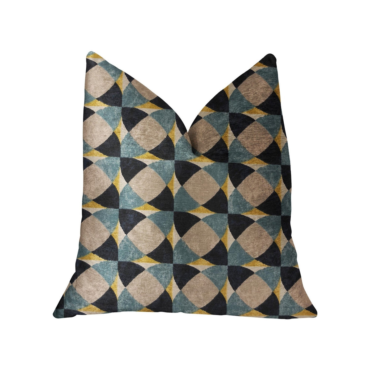 Plutus Shape Reflections Blue And Beige Luxury Throw Pillow - Double Sided  20' X 30' Queen