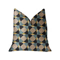 Plutus Shape Reflections Blue And Beige Luxury Throw Pillow - Double Sided  20' X 36' King