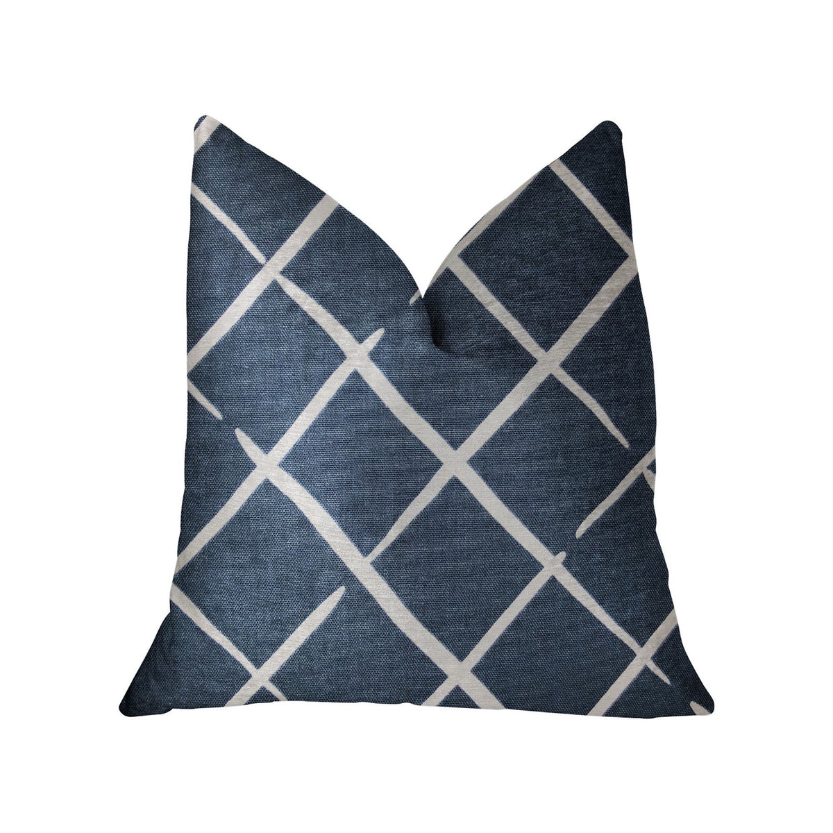 Plutus Davinci Blue And White Luxury Throw Pillow - Double Sided  18' X 18'