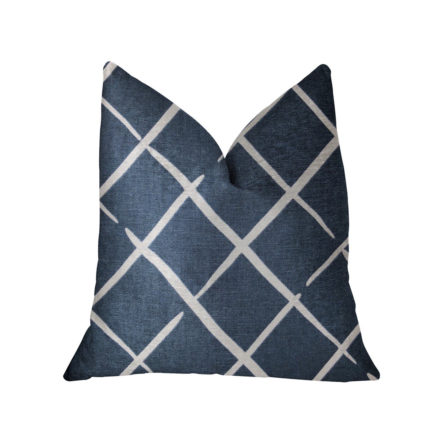Plutus Davinci Blue And White Luxury Throw Pillow - Double Sided  22' X 22'