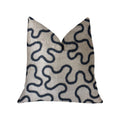 Plutus Chandra Taal Blue And Beige Luxury Throw Pillow - Double Sided  20' X 20'
