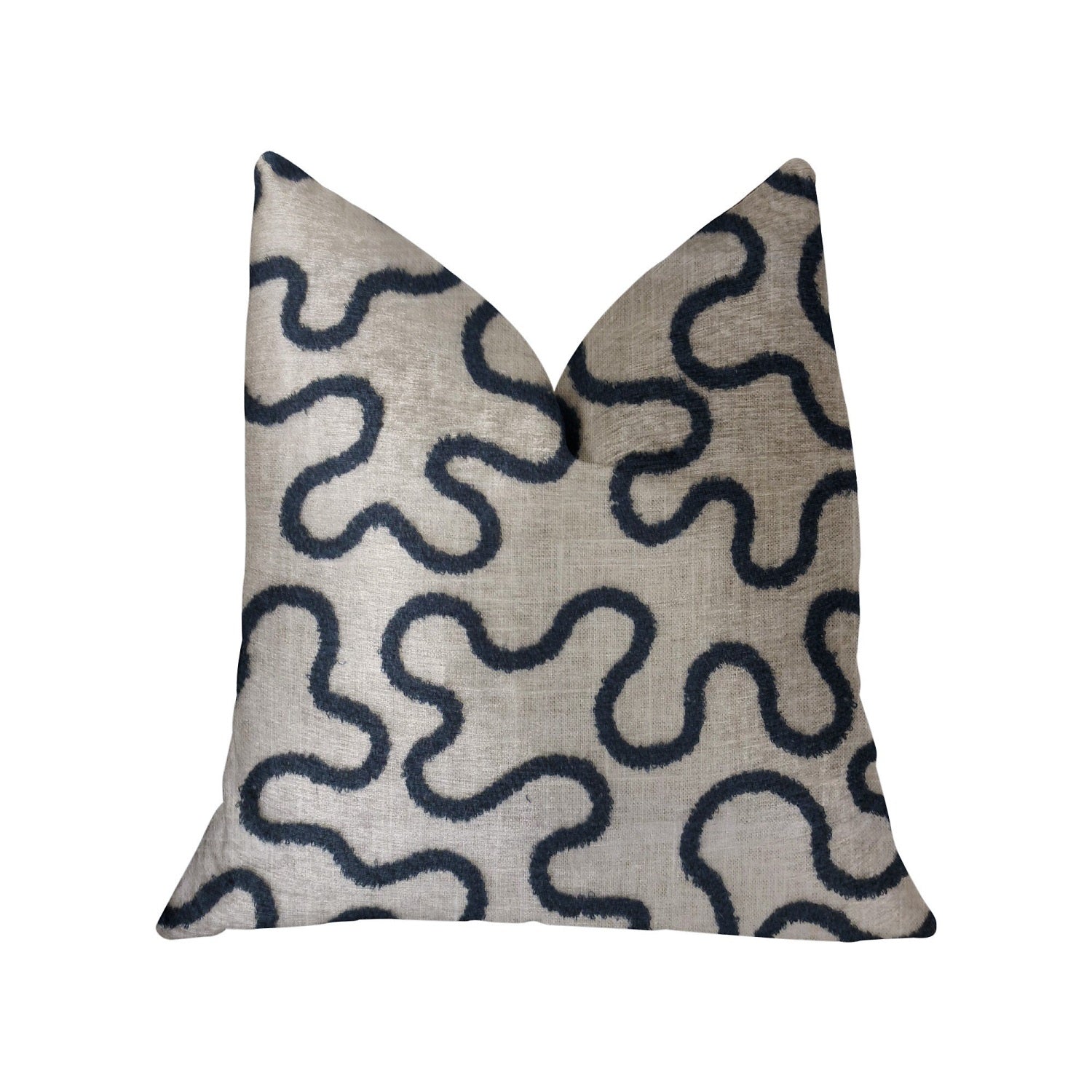 Plutus Chandra Taal Blue And Beige Luxury Throw Pillow - Double Sided  20' X 26' Standard