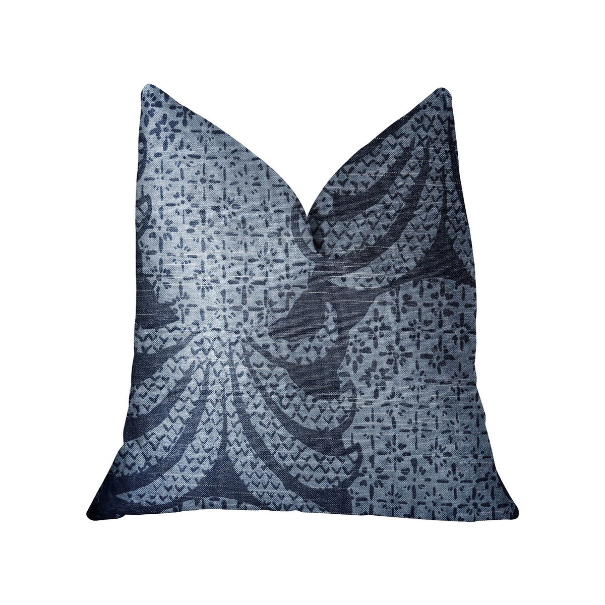 Plutus Pineapple Crush Blue And Black Luxury Throw Pillow - Double Sided  18' X 18'