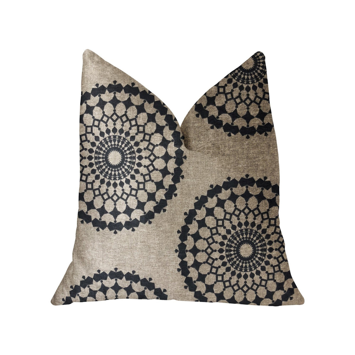 Plutus Cascade Gold, Green And Beige Luxury Throw Pillow - Double Sided  16' X 16'