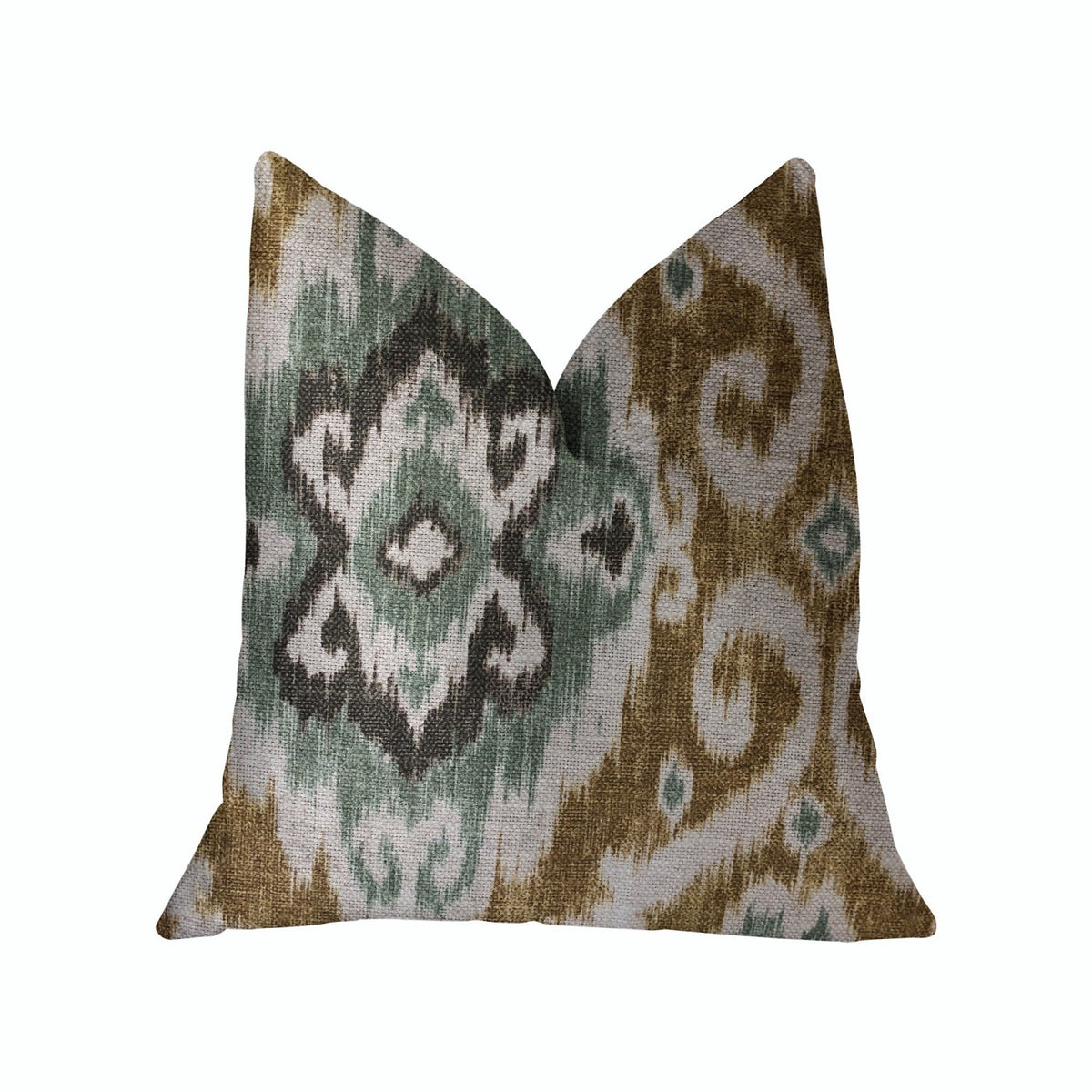 Plutus Ambrosia Yellow And Beige Luxury Throw Pillow - Double Sided  24' X 24'