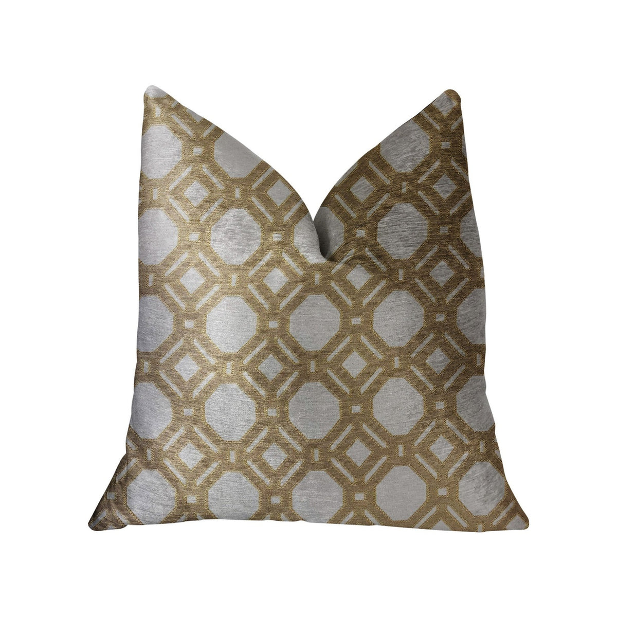 Plutus Medallion Eclipse Beige And Gray Luxury Throw Pillow - Double Sided  20' X 26' Standard