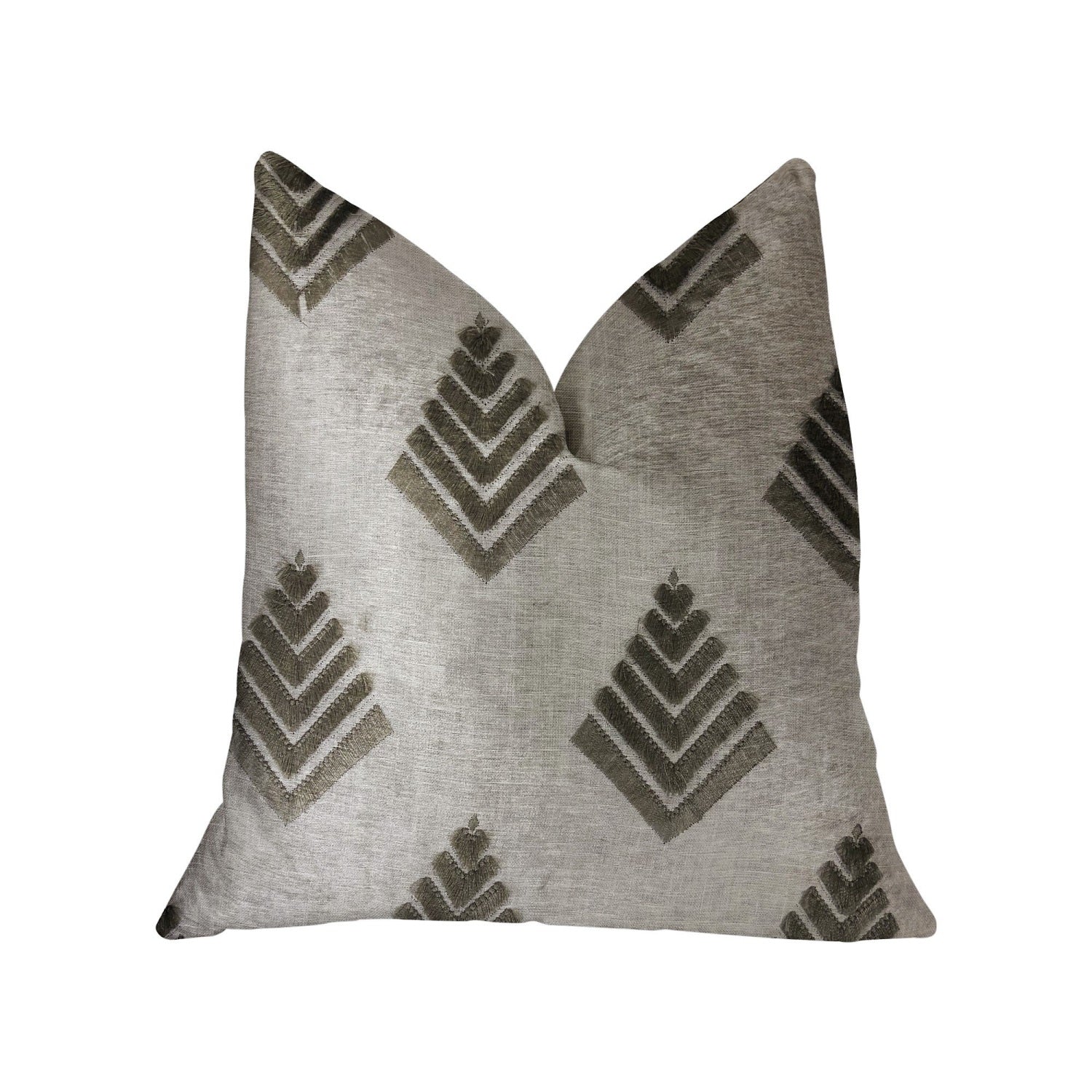Plutus Aspen Mist Blue And Beige Luxury Throw Pillow - Double Sided  22' X 22'