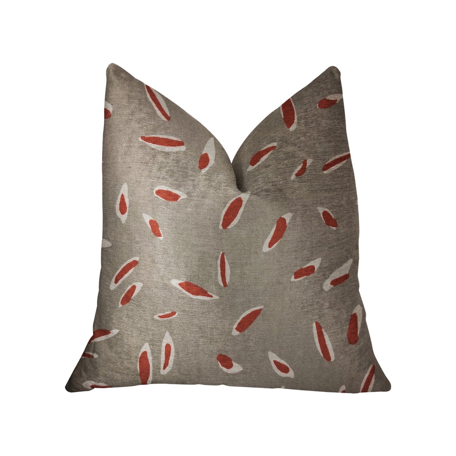 Plutus Petal Party Orange And Beige Luxury Throw Pillow - Double Sided  22' X 22'