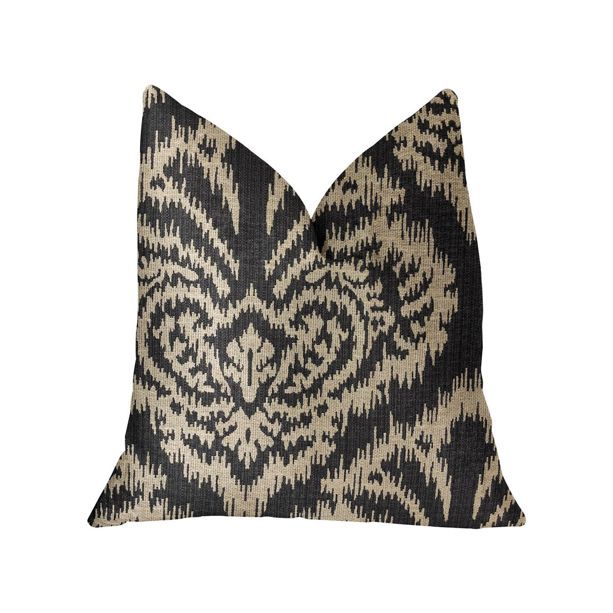 Plutus Floral Fantasy Black And Beige Luxury Throw Pillow - Double Sided  22' X 22'
