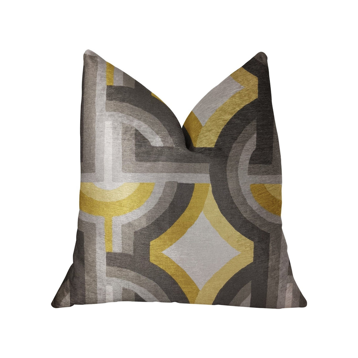 Plutus Delightful Chain Yellow, Beige And Gray Luxury Throw Pillow - Double Sided  20' X 26' Standard