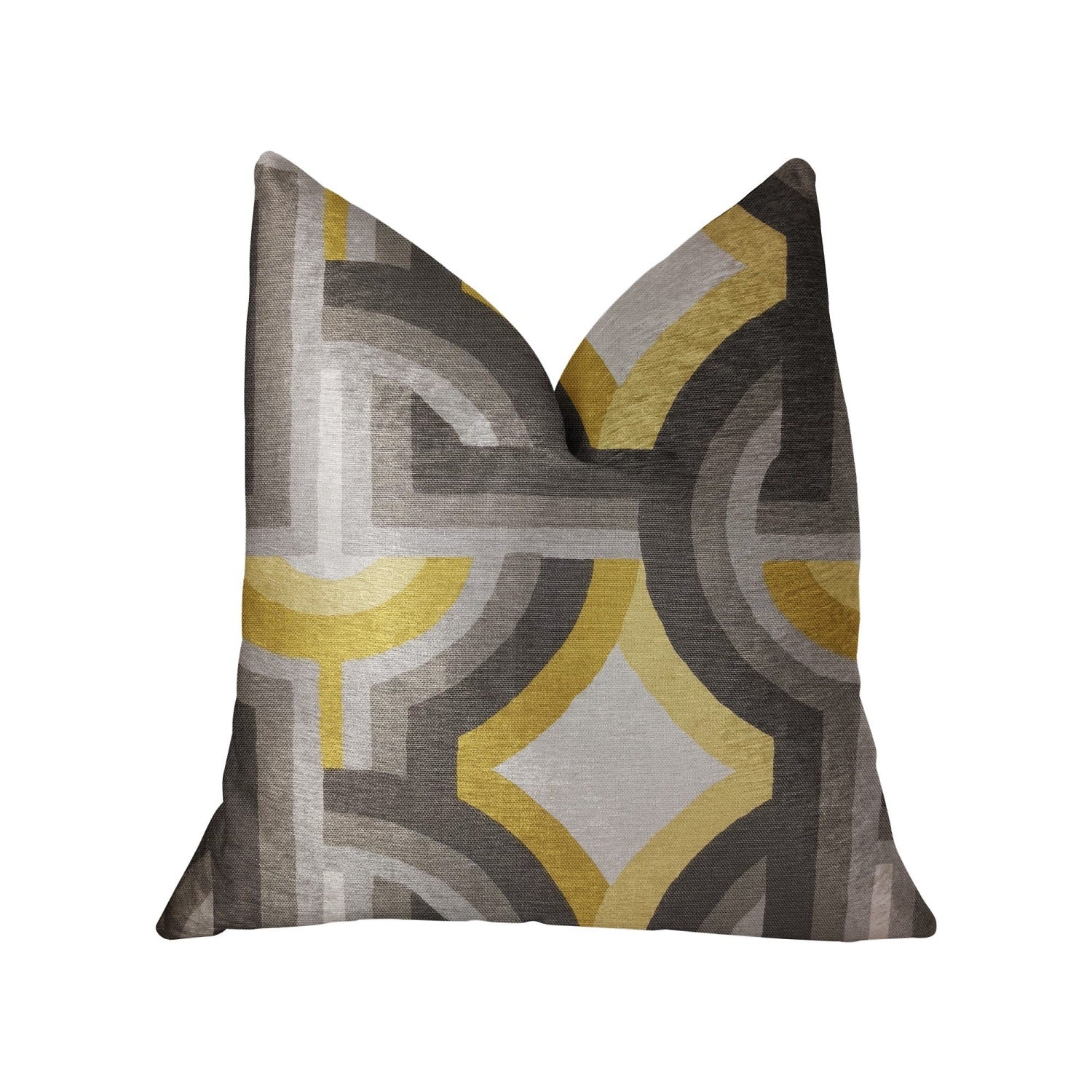 Plutus Delightful Chain Yellow, Beige And Gray Luxury Throw Pillow - Double Sided  20' X 36' King
