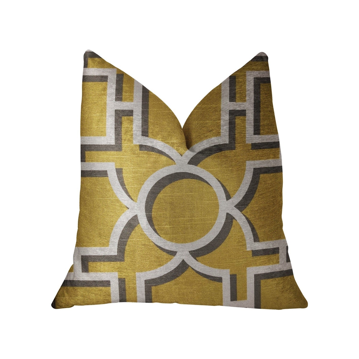 Plutus Crane Enclave Yellow, Beige And Gray Luxury Throw Pillow - Double Sided  26' X 26'