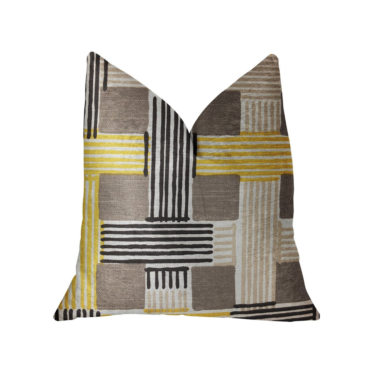 Plutus Hummingbird Isle Yellow, Beige And Gray Luxury Throw Pillow - Double Sided  20' X 30' Queen