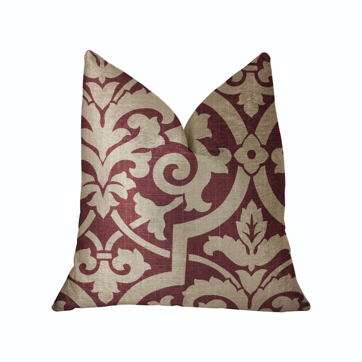 Plutus Sacred Shield Red And Beige Luxury Throw Pillow - Double Sided  22' X 22'