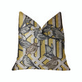 Plutus Song Bird Gardens Yellow, Beige And Gray Luxury Throw Pillow - Double Sided  20' X 36' King