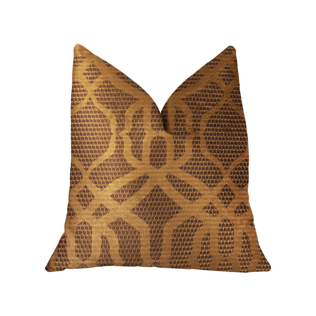 Plutus Portia  Gold And Brown Luxury Throw Pillow - Double Sided  20' X 20'