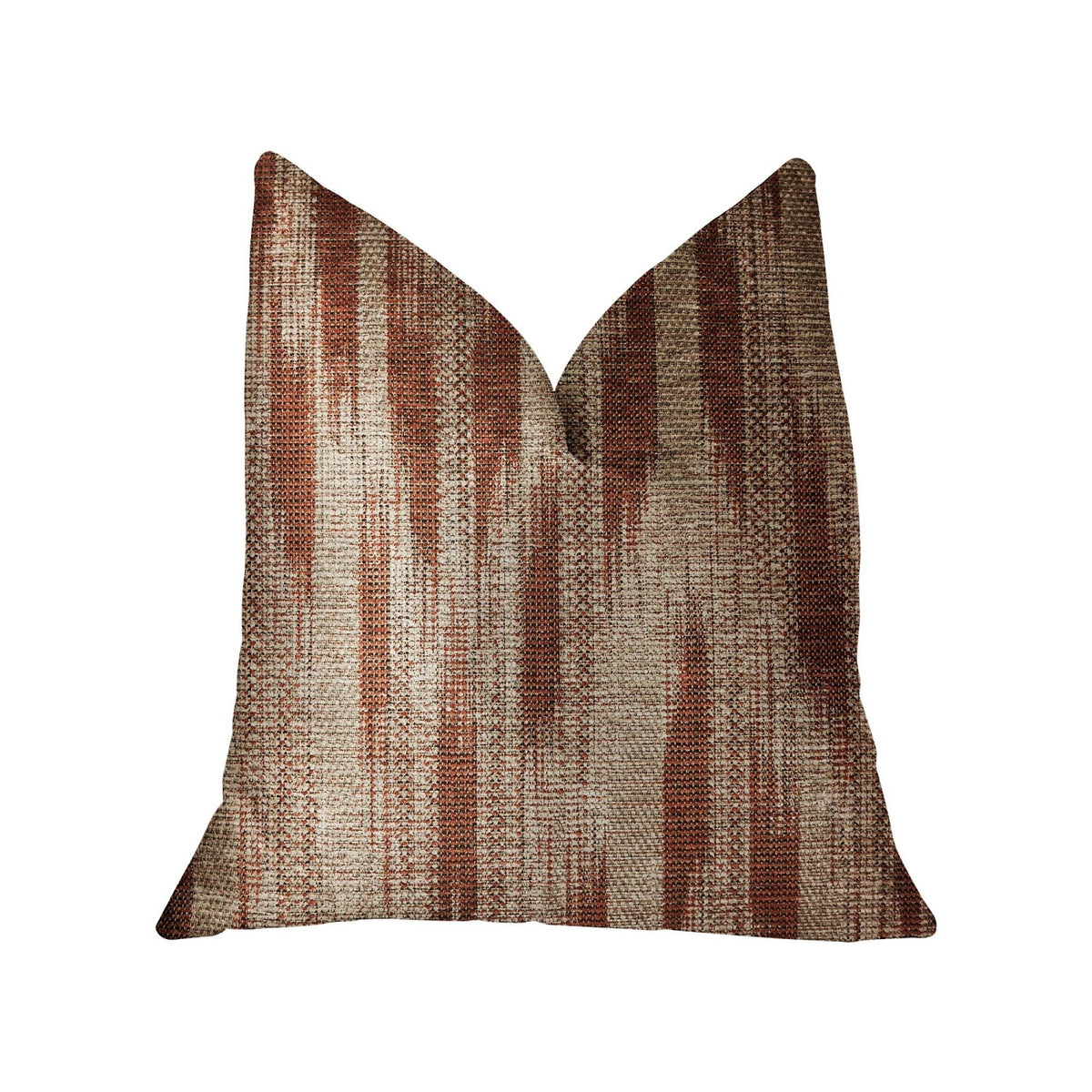 Plutus Stormy Pine Orange And Beige Luxury Throw Pillow - Double Sided  24' X 24'