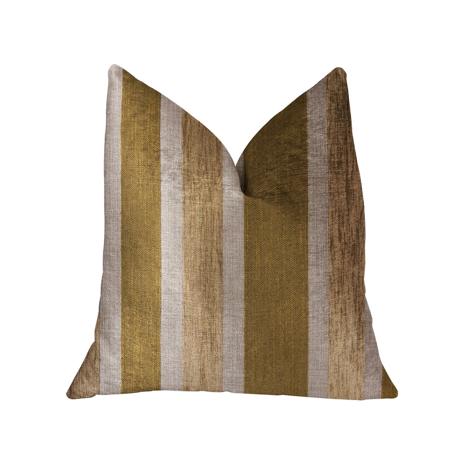 Plutus Golden Tan Lines Gold Luxury Throw Pillow - Double Sided  18' X 18'
