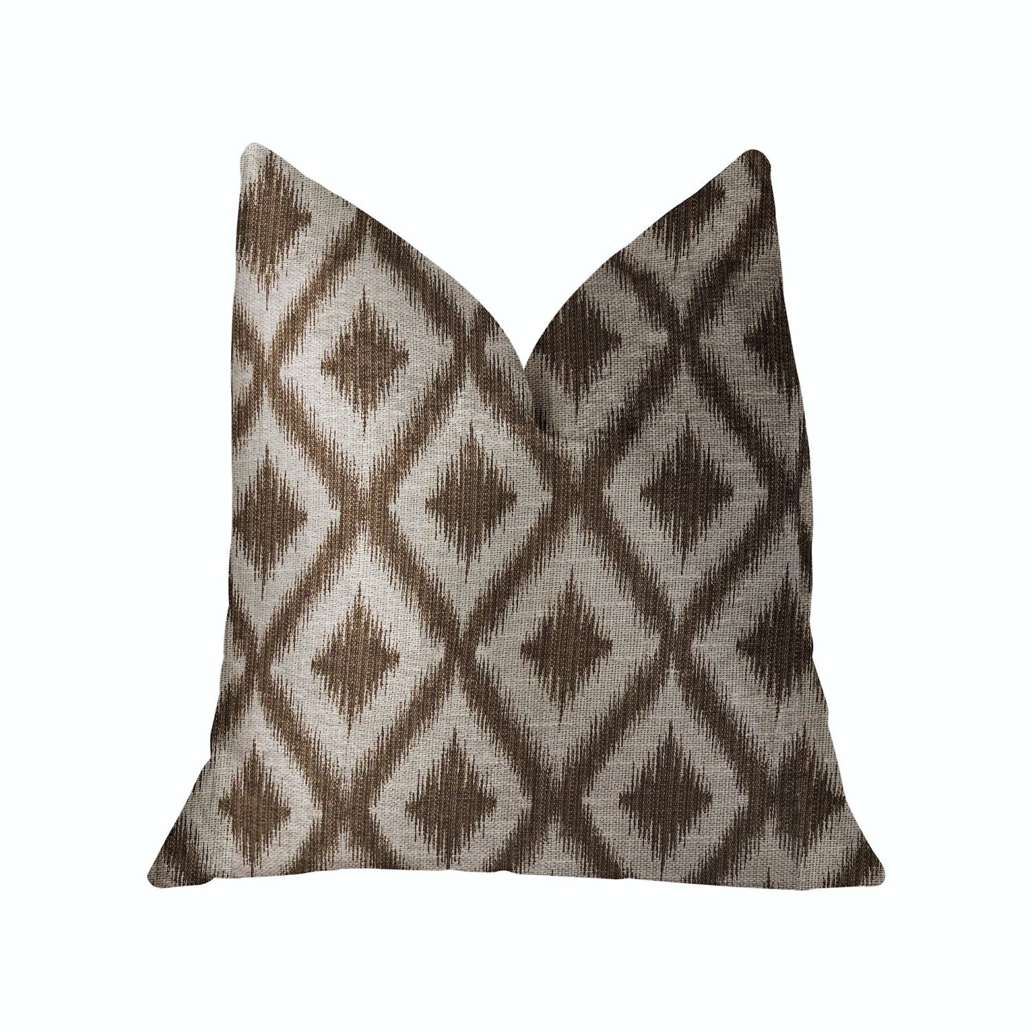 Plutus Casa Nova Brown Luxury Throw Pillow - Double Sided  16' X 16'