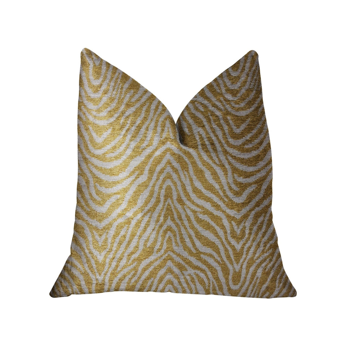 Plutus Oasis Waves Yellow And Beige Luxury Throw Pillow - Double Sided  24' X 24'