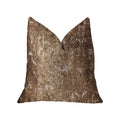 Plutus Chestnut Crush Brown Luxury Throw Pillow - Double Sided  16' X 16'