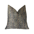 Plutus Exotic Phantom  Blue And Gold Luxury Throw Pillow - Double Sided  12' X 20'