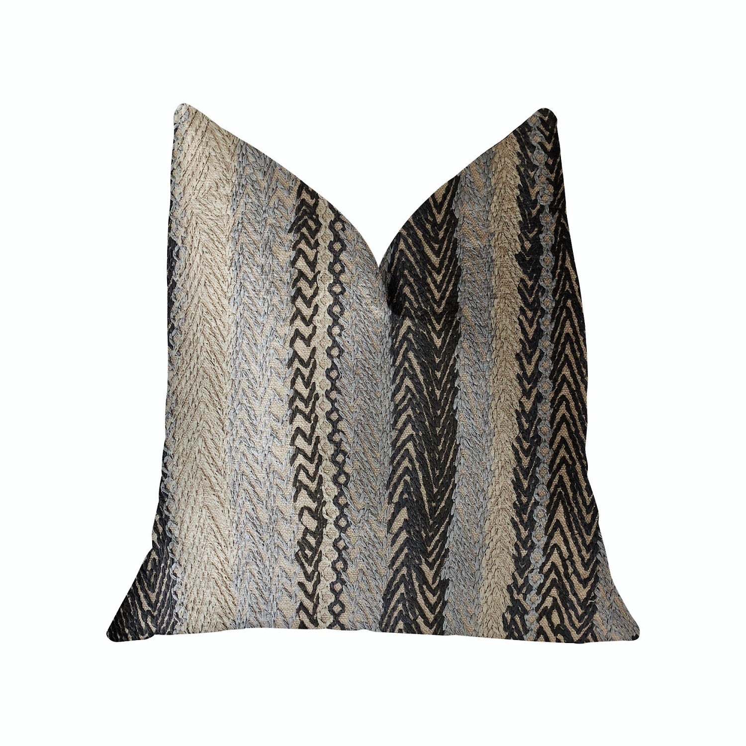 Plutus Grey Horizon Blue And Gray Luxury Throw Pillow - Double Sided  18' X 18'