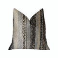 Plutus Grey Horizon Blue And Gray Luxury Throw Pillow - Double Sided  22' X 22'
