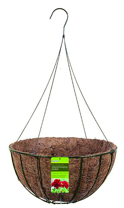 Gardman 074827 12 In. Grower Basket With Liner & Hanger&#44; Black