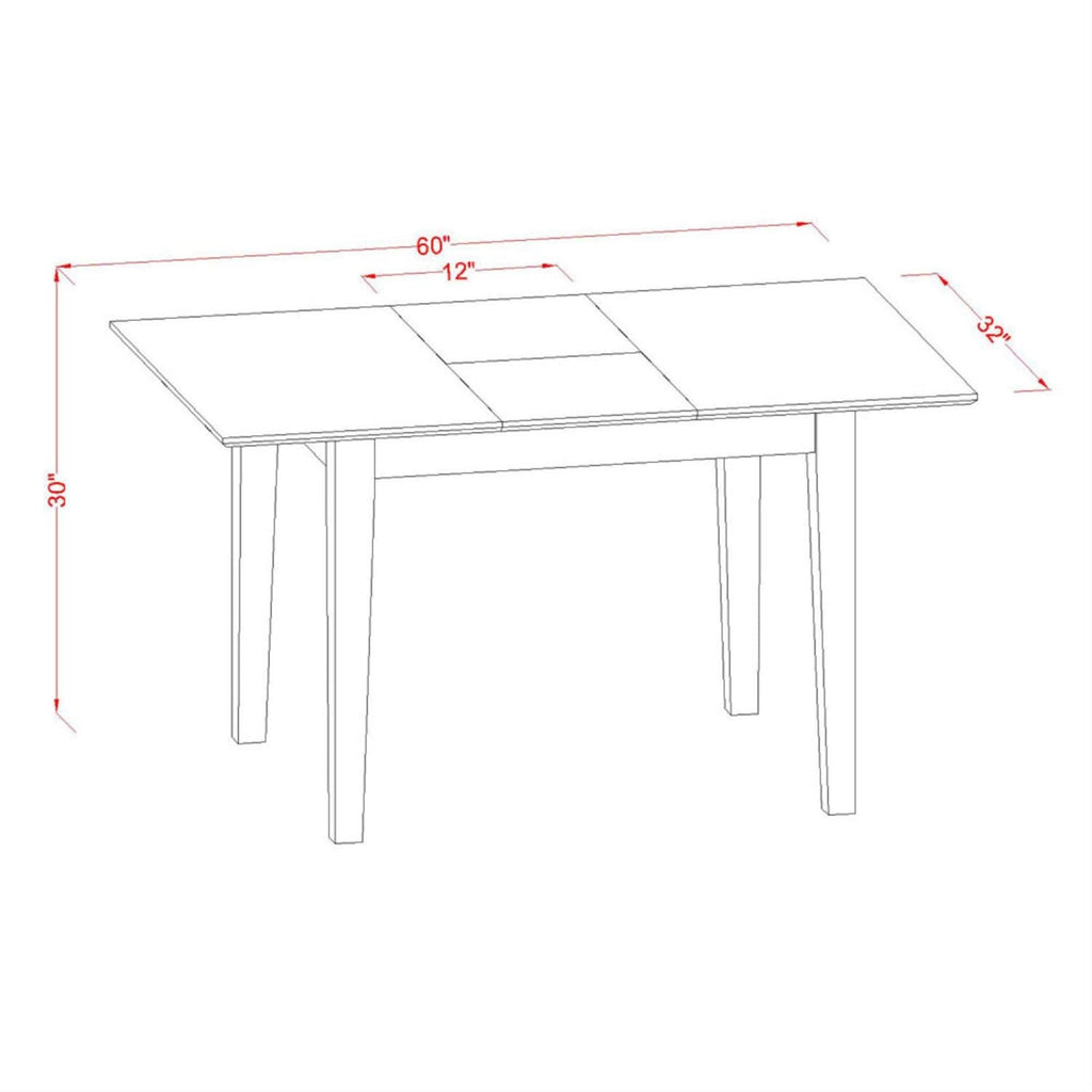 East West Furniture PST-SBR-T Picasso Dining Table - a Rectangle Wooden Table Top with Butterfly Leaf, 32x60 Inch, Saddle Brown