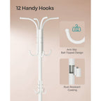 Heavy Duty White Metal Coat Rack with Umbrella Holder