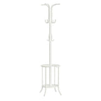 Heavy Duty White Metal Coat Rack with Umbrella Holder