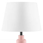 Small Pink Desk Light Table Lamp with White Fabric Shade for Bedside Nightstand