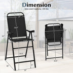 Folding Patio Bar Stool Set of 4 with Metal Frame & Footrest