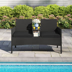 Patio Loveseat with Built-in Table and Storage