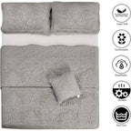Queen size Ash Grey Damask Embroidered 4 Piece Oversized Bedspread Set