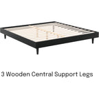 Queen size Mid-Century Modern Platform Bed Frame in Black Wood Finish