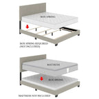Queen size Gold Metal Canopy Bed with Upholstered Button-Tufted Headboard