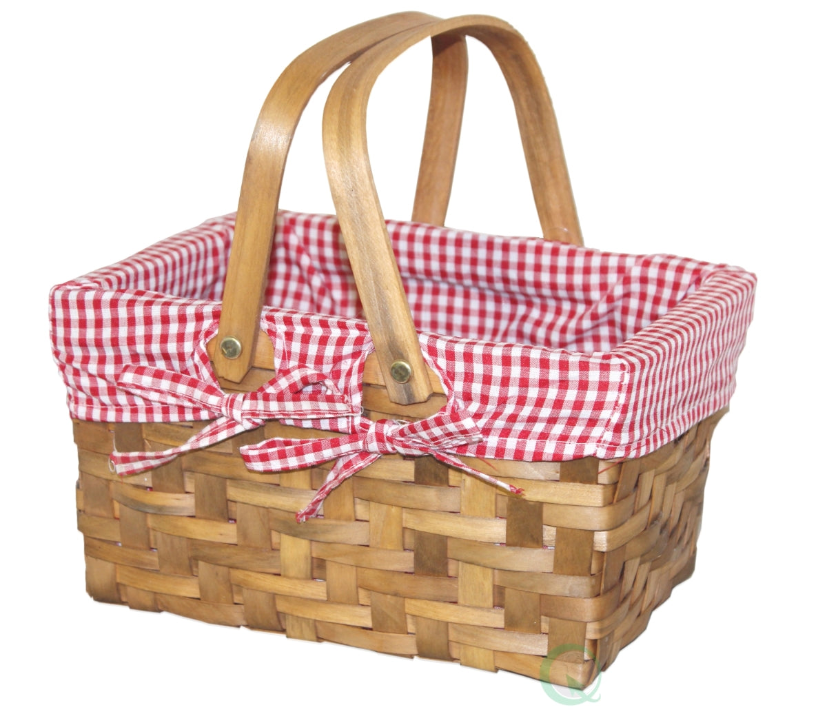 Vintiquewise Qi003085X36 5.5 X 10.2 X 7.7 In. Vintiquewise Rectangular Basket Lined With Gingham Lining  Brown - Small