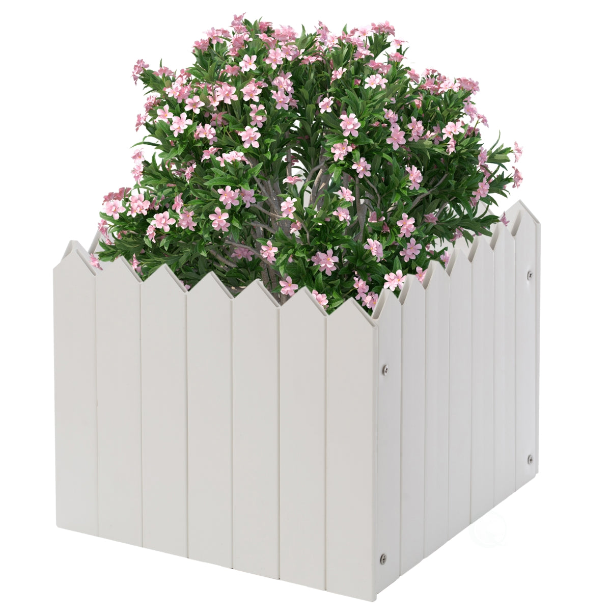 Gardenised Qi004006B.S 8.5 X 10.5 X 10.5 In. Square Traditional Fence Design Vinyl Planter Box  White