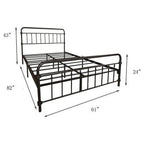 Queen Classic Farmhouse Black Metal Bed Frame with Rounded Headboard Footboard