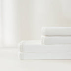 Queen Size 4 Piece 100-Percent Cotton Sheet Set in White with Lace Trim
