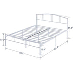 Queen size White Metal Platform Bed Frame with Arched Headboard